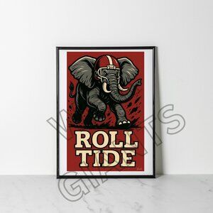 University of Alabama Roll Tide Roll 11x17 Art Print (Aesthetic Football Prints)